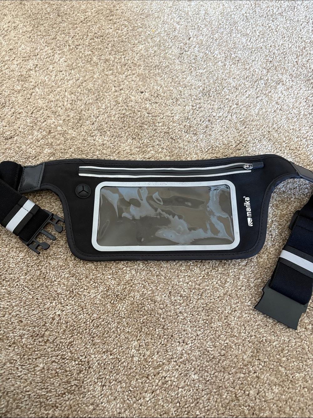 Marika Black and Gray Running Belt with Clear Phone Window